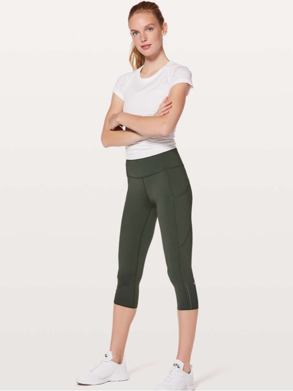 lululemon athletica Fast & Free Crop II Nulux 19” Leggings Evergreen Like New 6